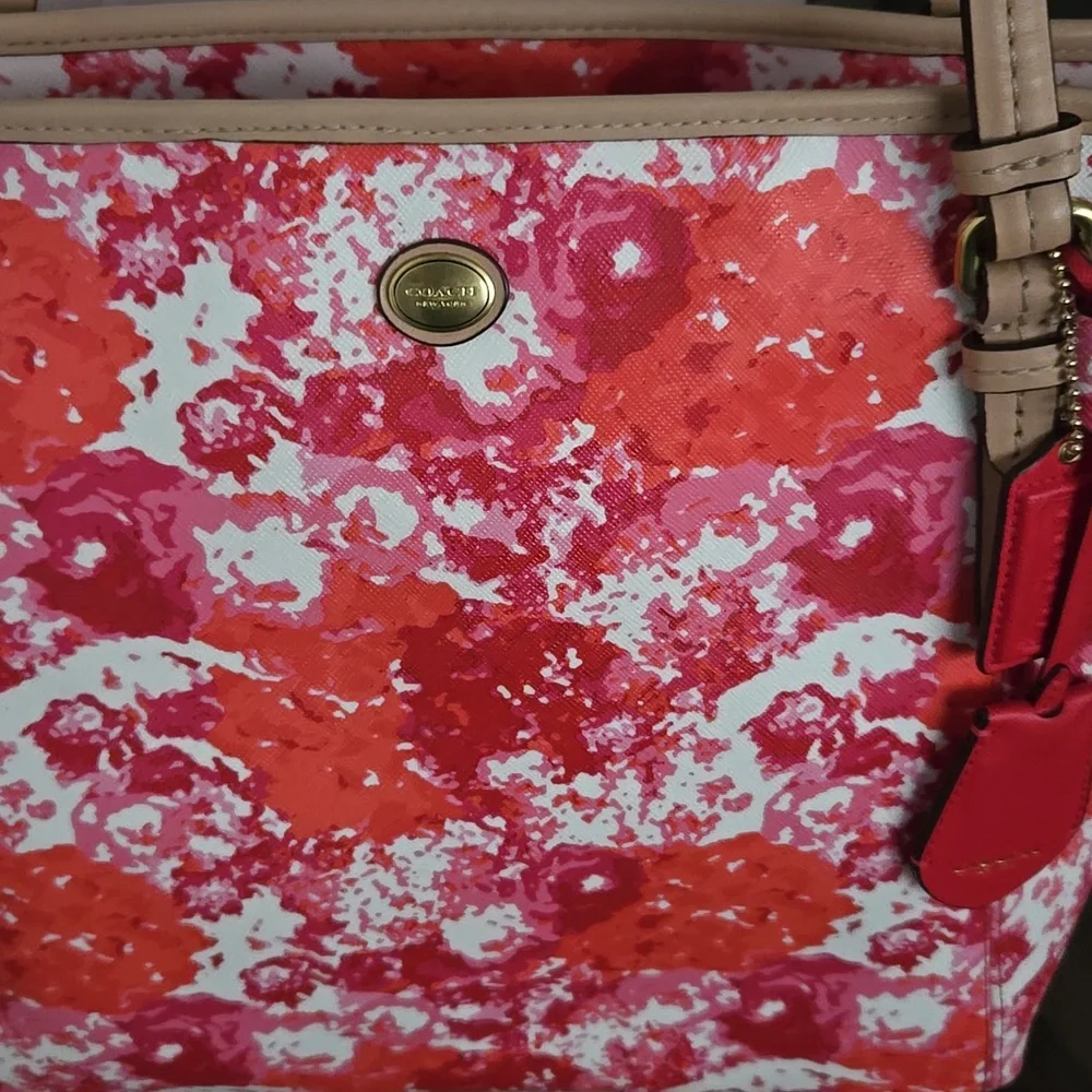 Coach Pink and Cream Floral Tote - Picture 2 of 6